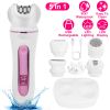 5 In 1 Electric Body Epilator Rechargeable Women\'s Grooming Kit Epilator Shaver Facial Brush Callus Remover 5-Point Massager with LED Light LED Displ