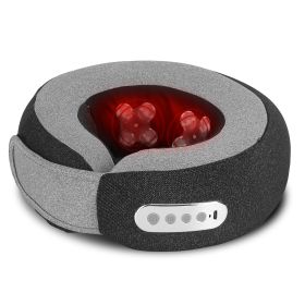 2 In 1 Neck Massager Pillow with Heat Electric Memory Foam Travel Pillow Shiatsu Neck Massager with 3 Speeds Timer for Home Office Travel