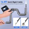 1080P Dual Lens Endoscope Camera with 8 LED Light 8mm Borescope Inspection Camera 4.3” Colorful Screen IP67 Waterproof 16.4FT Semi-Rigid Cord Handheld