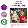 Liver Cleanse Detox & Repair Organic Milk Thistle 12000 Mg 120 Day Support Supplement 30X Seed Extract with Silymarin Pills MD Pure Herbal Kidney Lung