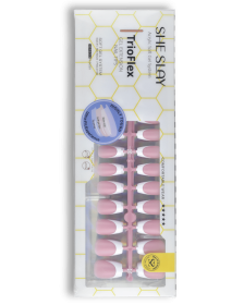 SheSlay Coffin Trio ��� Flex Gel French Tip Press-On Nails | 150pcs Pre-Colored Nail Extensions (Nail shape: Coffin, Color: Pink)