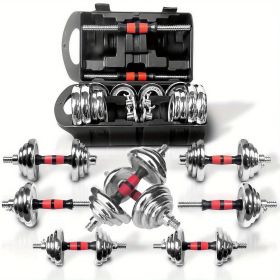 Adjustable Dumbbell Set 44lbs with Carry Case - Cast Iron Home Gym Weights for Men & Women, Compact Workout Equipment for Small Spaces (Black: 44lbs)