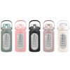 34Oz Glass Water Bottle Sports Water Bottle Motivational Water Bottle Water Intake Tracker Bottle with Straw Time Marker Silicone Sleeve Handle for Gy