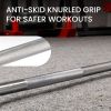 Standard Weightlifting Barbell Chrome Plated Solid Steel Bar 5FT/6FT/7FT  300LB Capacity with Knurled Grip  for Powerlifting Strength Training Home Gy